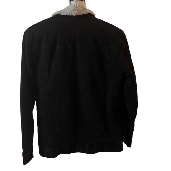 Hollister Women’s Black Denim Sherpa Jacket XS Faux Shearling Lined Trucker Coat - Picture 8 of 10